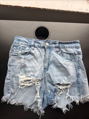 Light Blue Distressed Women's Jean Shorts